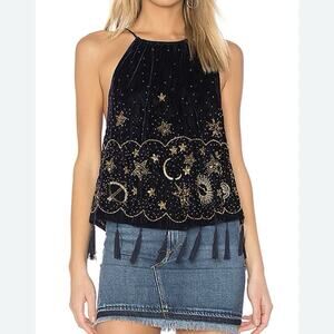 Free People Midnight Magic Embellished Tank in Midnight Size S